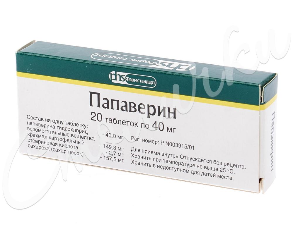 Папаверин ФСТ таблетки 40мг №20 купить в Серебряных прудах по цене от 76  рублей