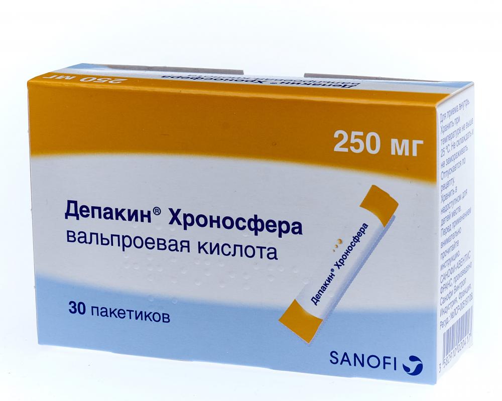 Депакин Хроносфера гранулы пролонгированные 250мг №30 купить в  Санкт-Петербурге по цене от 260 рублей