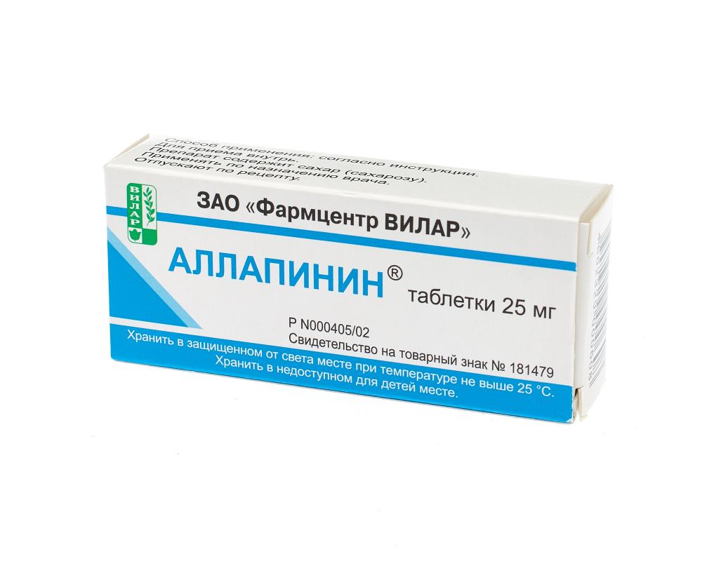 Аллапинин таблетки 25мг №30 купить в Юрьев-Польском по цене от 672 рублей