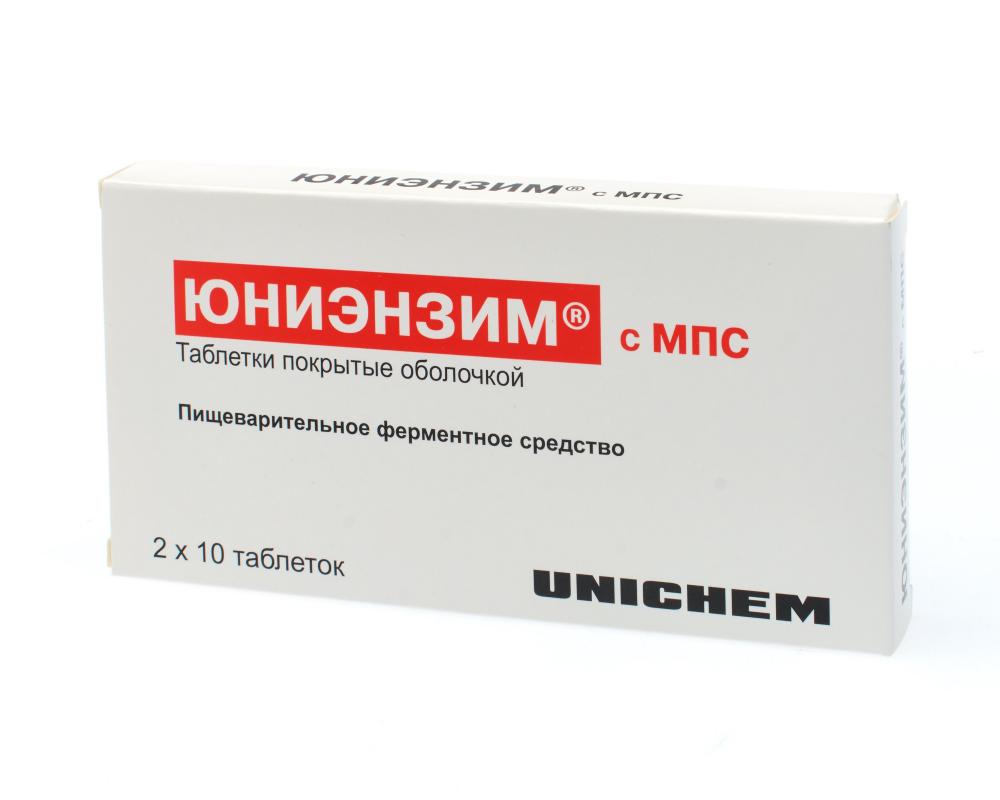 Юниэнзим с МПС таблетки покрытые оболочкой №20 купить в Москве по цене от  160 рублей