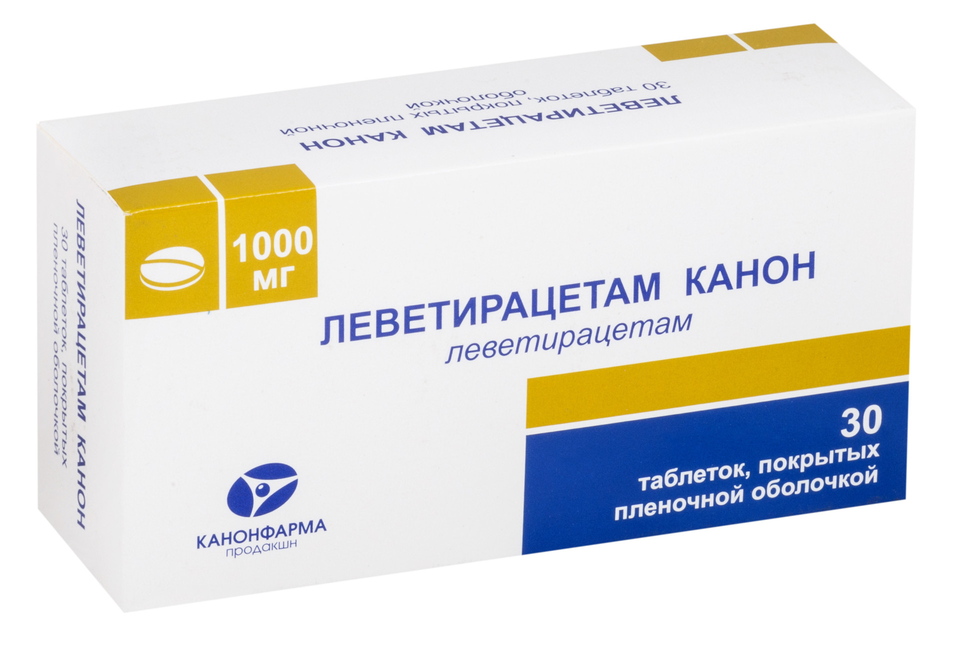 Леветирацетам Канон таблетки 1000мг №30 купить в Ломоносову по цене от  786.5 рублей