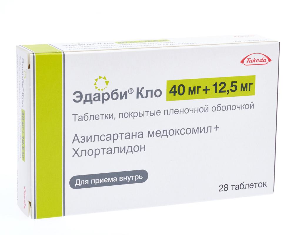 Эдарби Кло таблетки покрытые оболочкой 40мг+12,5мг №28 купить в Москве по  цене от 1135 рублей