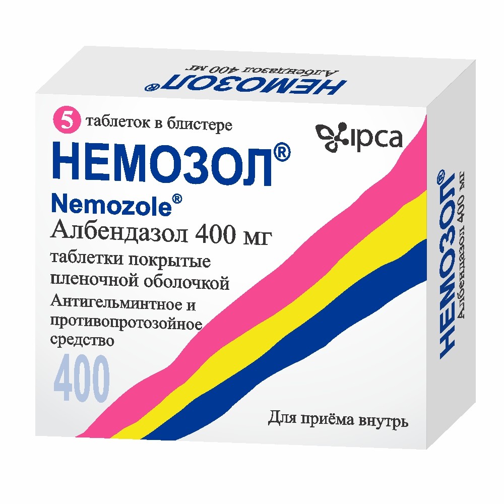 Немозол таблетки покрытые оболочкой 400мг №5 купить в Москве по цене от 878  рублей