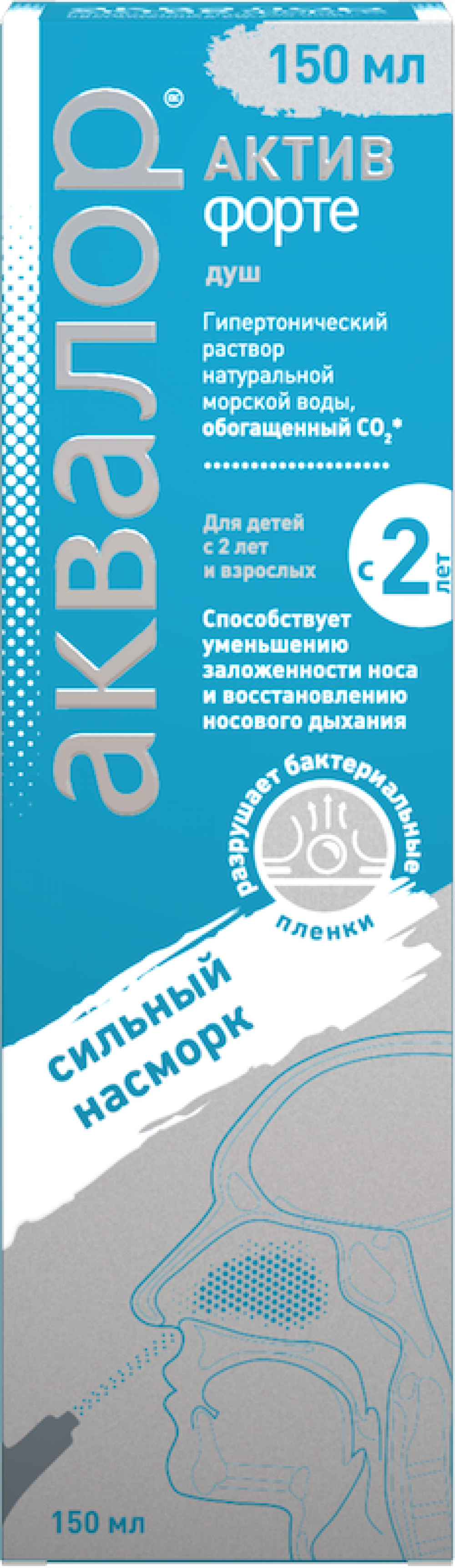 Аквалор Актив Форте спрей назальный 150мл купить в Москве по цене от 625  рублей