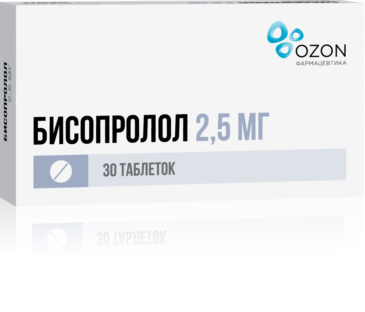 Бисопролол Озон таблетки покрытые оболочкой 2,5мг №30 купить в Москве по  цене от 104.5 рублей