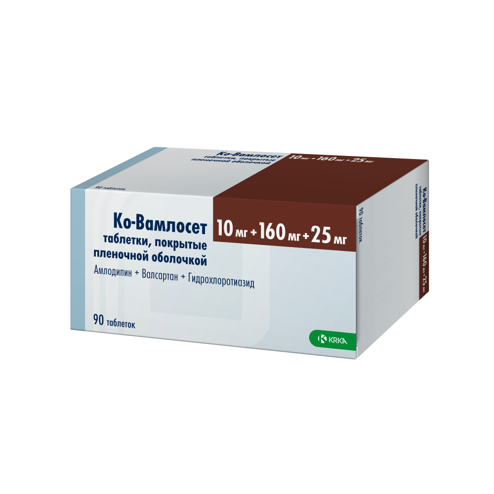 Ко-Вамлосет таблетки покрытые оболочкой 10мг+160мг+25мг №90 купить в Москве  по цене от 1479 рублей