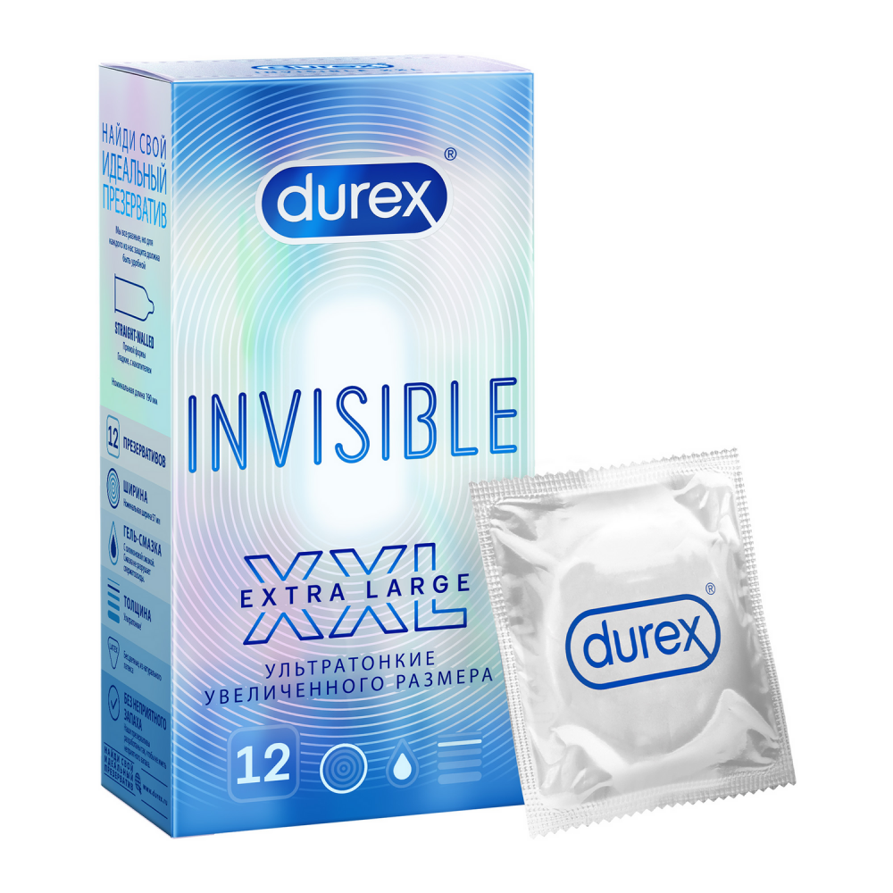 Дюрекс презервативы Invisible (ультратонкие) XXL №12 купить в Москве по  цене от 1213 рублей