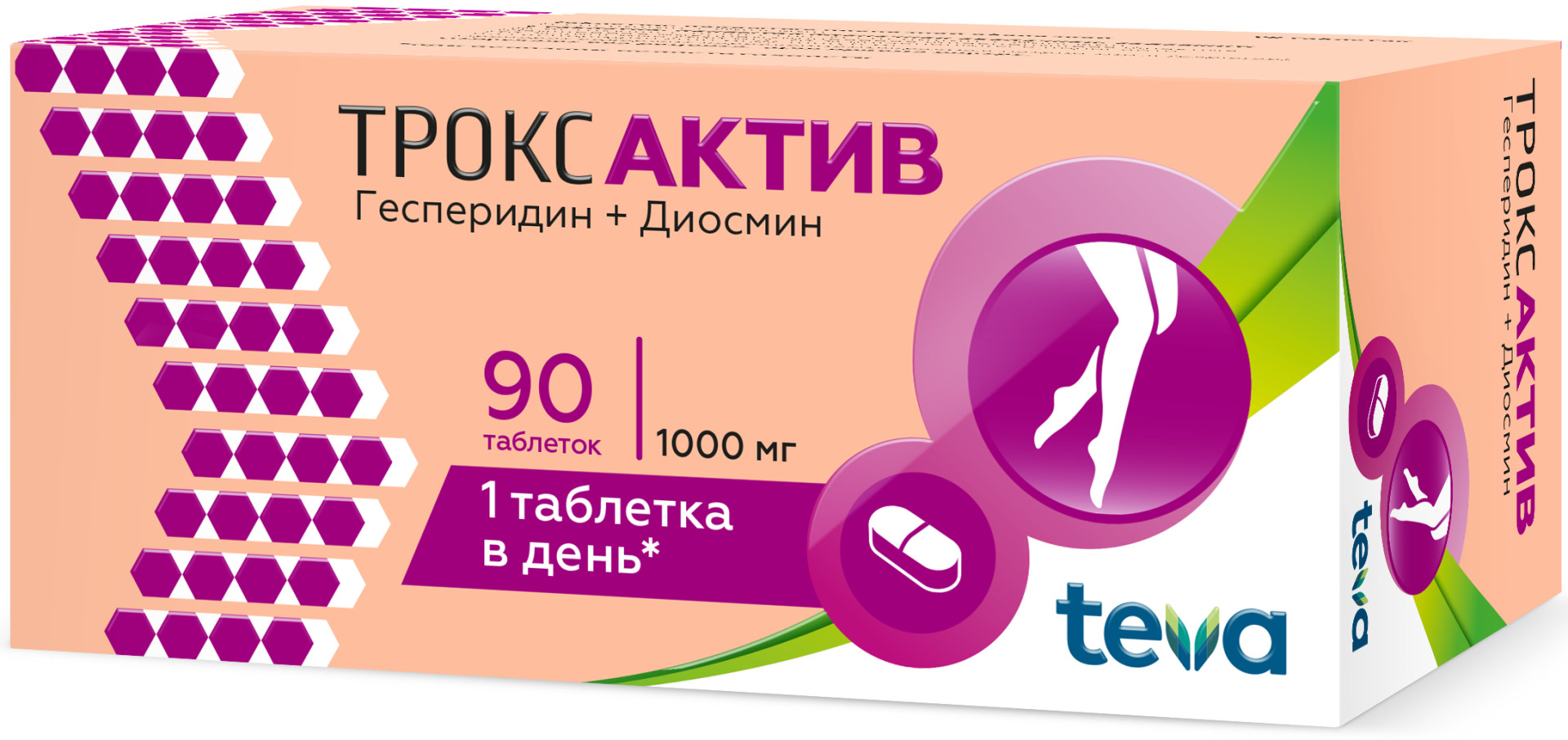 Троксактив таблетки покрытые оболочкой 1000мг №90 купить в Москве по цене  от 2297 рублей