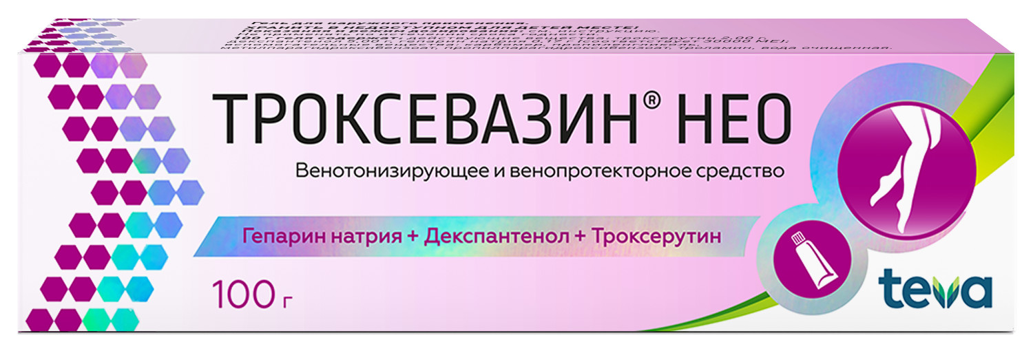 Троксевазин Нео гель 100г купить в Москве по цене от 1170 рублей