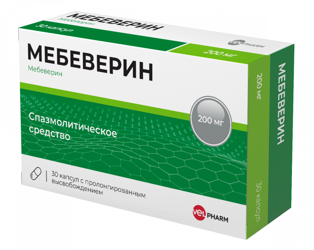 Мебеверин Велфарм капсулы пролонгированные 200мг №30 купить в Москве по  цене от 484.5 рублей