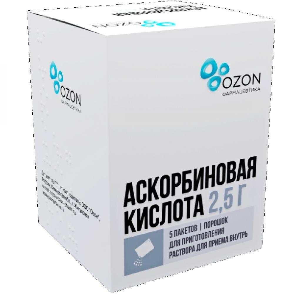 Аскорбиновая к-та Озон порошок 2,5г №5 купить в Пушкино по цене от 79.5  рублей