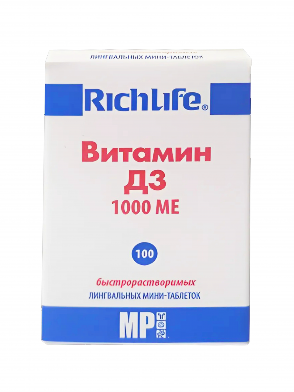 Ричлайф Витамин Д3 1000 МЕ таблетки линг. №100 купить в Москве по цене от  890 рублей