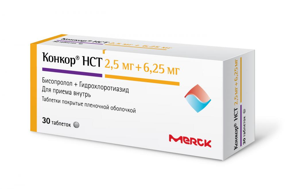 Конкор НСТ таблетки 2,5мг+6,25мг №30 купить в Москве по цене от 514 рублей