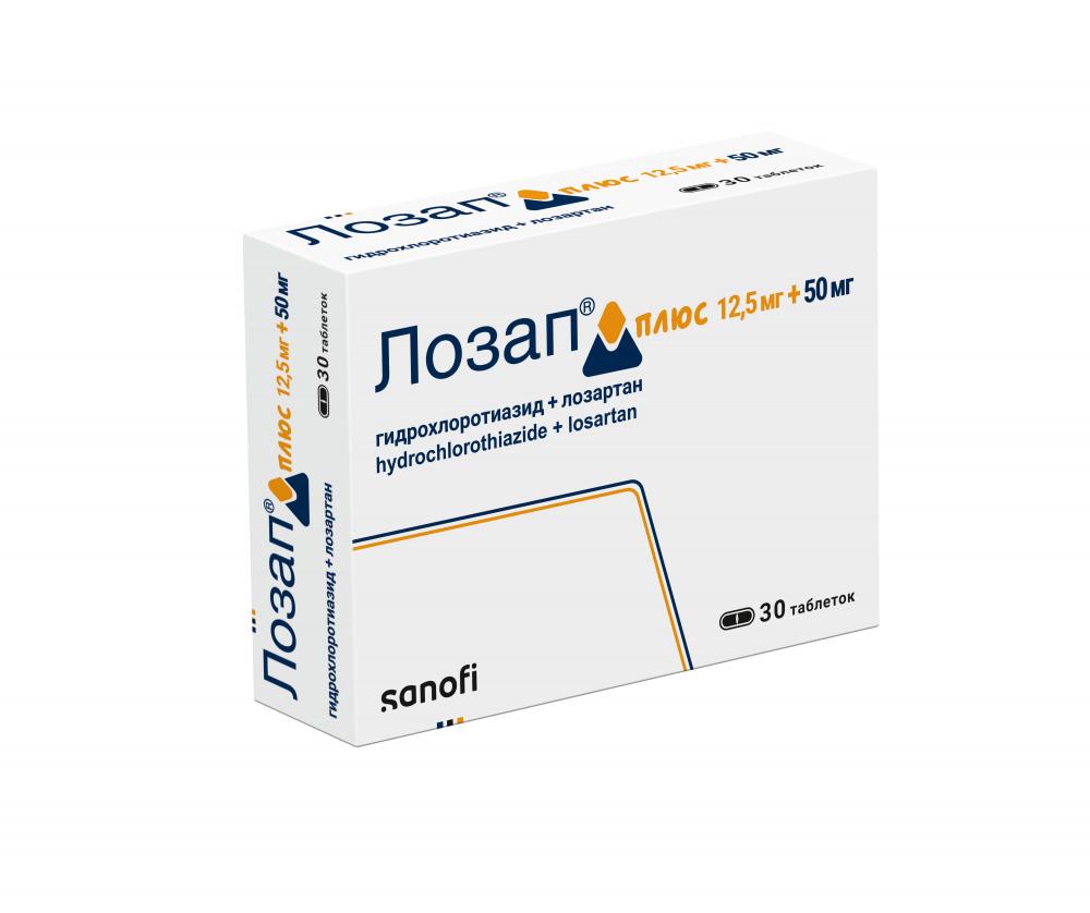 Лозап плюс таблетки покрытые оболочкой 12,5мг+50мг №30 купить в Москве по  цене от 442 рублей