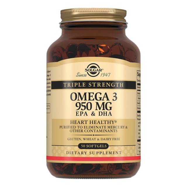 Солгар Тройная Омега 3 950мг ЭПК и ДГК капсулы №50 купить в Москве по цене от 2733.6 рублей