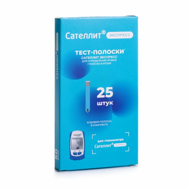 Сателлит Экспресс тест-полоски для глюкометра №25 купить в Москве по цене от 378 рублей