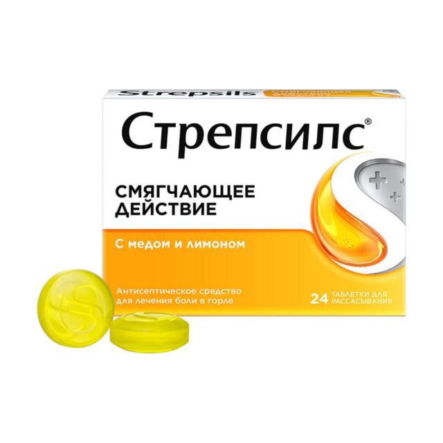 Стрепсилс Мед/лимон таблетки для рассасывания №24 купить в Москве по цене от 334 рублей