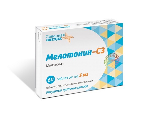 Мелатонин-СЗ таблетки покрытые оболочкой 3мг №60 купить в Москве по цене от 484 рублей
