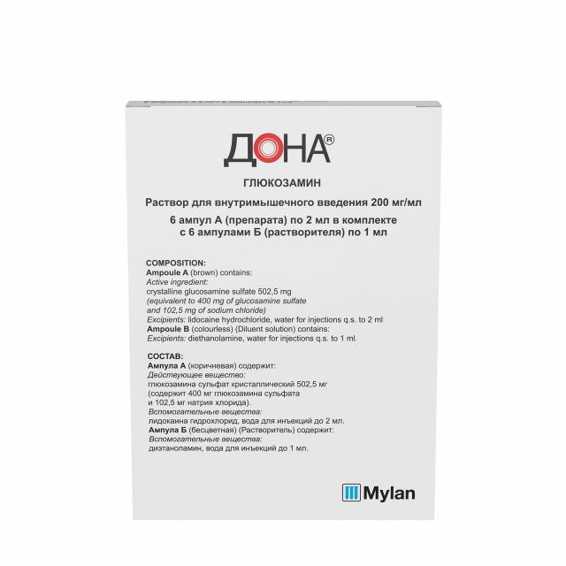 Дона раствор для инъекций 200мг/мл 2мл №6 купить в Москве по цене от 1800 рублей