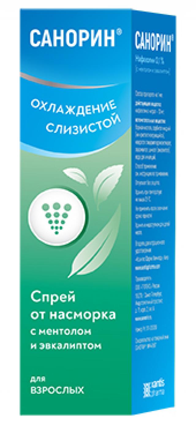 Санорин спрей назальный 0,1% ментол/эвкалипт 10мл купить в Москве по цене от 235 рублей