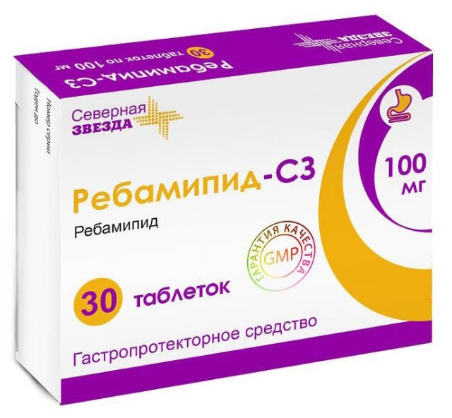 Ребамипид-СЗ таблетки покрытые оболочкой 100мг №30 купить в Тихвине по цене от 491 рублей
