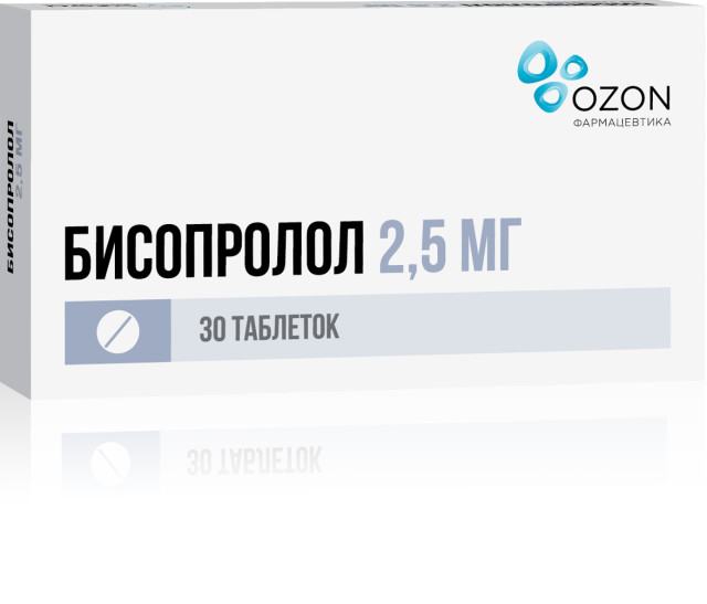 Бисопролол Озон таблетки покрытые оболочкой 2,5мг №30 купить в Москве по цене от 105 рублей