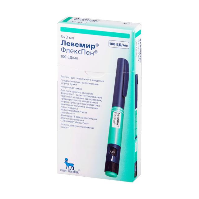 Левемир ФлексПен раствор подкожно 100 ЕД/мл 3мл №5 купить в Нижнем Новгороде по цене от 2678 рублей