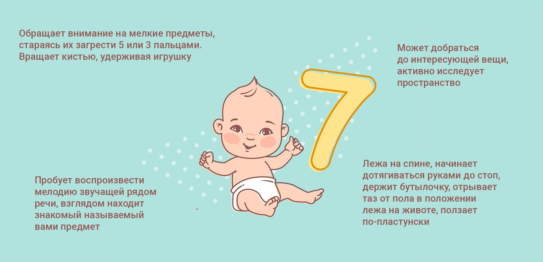 Рост и развитие ребенка в 7 месяцев